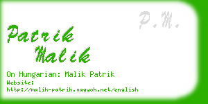 patrik malik business card